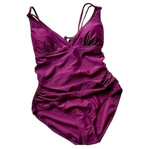 NWT KI LaPhee burgundy, one piece, tummy control, swimsuit women M